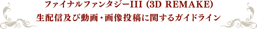 ファイナルファンタジーIII  (3D REMAKE)生配信及び動画・画像投稿に関するガイドライン